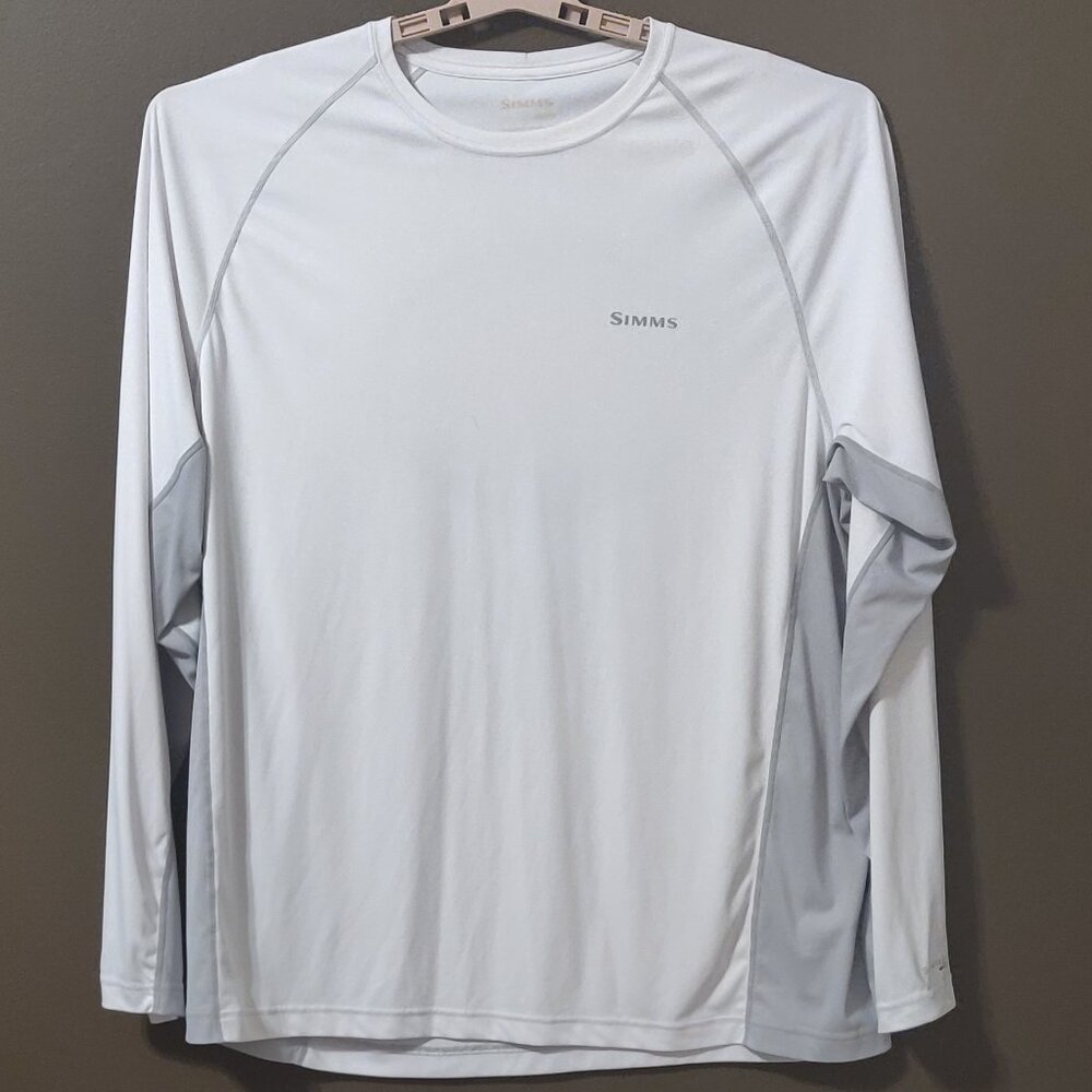 Simms SolarFlex Crew Neck Fishing Shirt White UPF SIZE XL